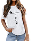 economico T-Shirt da donna-t-shirt da donna a maniche corte con stampa di lettere di farfalle di fede da donna