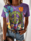 cheap Women&#039;s T-shirts-Women&#039;s T shirt Tee Designer 3D Print Floral Graphic Heart Peace &amp; Love Design Short Sleeve Round Neck Casual Print Clothing Clothes Designer Basic Purple