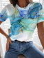 levne Dámská trička-Dámské Tričko Designové 3D tisk Grafika Design Krátký rukáv Kulatý Ležérní Tisk Oblečení Oblečení Designové Základní Trávová zelená Vodní modrá Světlá růžová