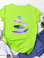 Χαμηλού Κόστους Γυναικεία T-Shirts-Μπλουζάκι Γυναικεία πράσινο μπιζέλι Μαύρο Λευκό Απλός Στάμπα Βασικό Σπίτι Καθημερινά Βασικό Στρογγυλή Λαιμόκοψη Κανονικό Τ
