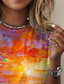 voordelige Dames T-shirts-Dames T-shirt Ontwerper 3D-afdrukken Bloemig Grafisch Landschap Ontwerp Korte mouw Ronde hals Dagelijks Afdrukken Kleding Kleding Ontwerper Basic Vintage Oranje