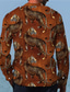 tanie Męskie koszule z nadrukiem-Męskie Koszula Nadruk Graficzny Tygrys Zwierzę Wieczorne Codzienny Sport Druk 3D Przycisk w dół Długi rękaw Najfatalniejszy Designerskie Codzienny Moda Wygodny Brązowy
