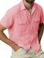 billige fritidsskjorter for menn-Herre Skjorte Ensfarget Aftæpning Gate Avslappet Knapp ned Kortermet Topper Mote Pustende Bekvem Grønn Blå Hvit