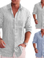 abordables Camisas estampadas para hombre-Camisa a rayas de talla grande para hombre, camisetas informales de manga larga para uso diario, cómodas camisas de verano, elegantes, vintage, azul y gris