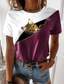 halpa Naisten T-paidat-Naisten T-paita Suunnittelija 3D-tulostus Kissa Kuvitettu 3D Design Lyhythihainen Pyöreä kaula-aukko Kausaliteetti Painettu Vaatteet Vaatteet Suunnittelija Perus Apila Musta Purppura