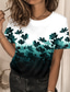 abordables Camisetas de mujer-Mujer Camiseta Design Impresión 3D Floral Graphic Diseño Manga Corta Escote Redondo Casual Festivos Estampado ropa Design Básico Verde Trébol Negro Morado