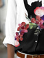 お買い得  レディースＴシャツ-女性用 フローラルテーマ バタフライ ブラウス シャツ フラワー 猫 カラーブロック ボタン プリント シャツカラー カジュアル ストリートファッション トップの ブラック