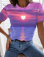 tanie T-shirty damskie-Damskie Podkoszulek Designerskie Druk 3D Graficzny Serce 3D Wzór Krótki rękaw Okrągły dekolt Codzienny Nadruk Odzież Odzież Designerskie Podstawowy Rumiany róż