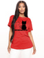 abordables Camisetas de mujer-Mujer Casual Noche Camiseta Gato Graphic Manga Corta Estampado Escote Redondo Básico Tops 100% Algodón Verde Trébol Blanco Negro S