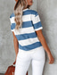 Χαμηλού Κόστους Γυναικεία T-Shirts-γυναικείο μπλουζάκι βασικό ριγέ ρίγες στρογγυλή λαιμόκοψη μανίκι μπλουζάκι κανονικό ελατήριο&amp;amp;  πέφτουν μπλε