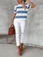 cheap Women&#039;s T-shirts-Women&#039;s T shirt Basic Striped Stripes Round Neck T-shirt Sleeve Regular Spring &amp;  Fall Blue