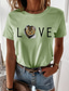 billige T-shirts til kvinde-Dame T-shirt Designer Varm Stempling Kat Grafisk 3D Fred kærlighed Design Kortærmet Rund hals Afslappet Trykt mønster Tøj Tøj Designer Basale Grøn Hvid Blå