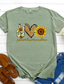 זול טישרטים לנשים-נשים שלום אהבה חולצת טריקו חולצה גרפית מצחיקה מכתב מודפס חולצות סיבתיות חמודות, צבע 3, בינוני