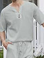 billige mænds fritidsskjorter-Herre Casual skjorte Helfarve Henley Gade Afslappet Kortærmet Toppe Bomuld Afslappet Mode Åndbart Bekvem Hvid Sort Blå