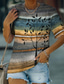お買い得  レディースＴシャツ-女性用 Tシャツ デザイナー 3Dプリント ストライプ 植物 グラフィック デザイン 半袖 ラウンドネック カジュアル プリント 服装 デザイナー ベーシック グリーン ブルー パープル