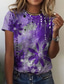 olcso Női pólók-Női Póló Dizájn 3D nyomtatás Virágos Grafika Dizájn Hosszú ujj Kerek Napi Szabadság Nyomtatott Ruházat Ruhák Dizájn Alap Lóhere Medence Bíbor
