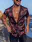 tanie Męskie koszule z nadrukiem-Męskie Koszula Koszula hawajska Graficzny Aloha Wieczorne Czarny / Czerwony czarny / biały Granatowy Fioletowy Szary Na zewnątrz Ulica Krótki rękaw Nadruk Przycisk w dół Odzież Moda Designerskie