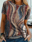 abordables Camisetas de mujer-Mujer Camiseta Design Impresión 3D Graphic Diseño Manga Corta Escote Redondo Casual Estampado ropa Design Básico Azul Piscina Rosa Marrón