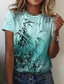 abordables Camisetas de mujer-Mujer Camiseta Design Impresión 3D Floral Graphic Diseño Manga Corta Escote Redondo Casual Festivos Estampado ropa Design Básico Verde Trébol Azul Piscina Rosa