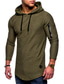 cheap Basic Hoodie Sweatshirts-Men&#039;s Solid Color Round Neck Hooded Long-sleeved Zipper Stitching T-shirt