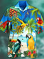 ieftine Cămașă Hawaiană-Bărbați Cămașă Cămașă de vară Cămașă hawaiană Grafic Animal Hawaiian Aloha Design Răsfrânt Marea albastră Albastru piscină Verde Închis Portocaliu Maro Imprimeu În aer liber Stradă Manșon scurt #D