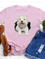 preiswerte T-Shirt-Damen T Shirt Design Heißprägen Hund Graphic 3D Design Kurzarm Rundhalsausschnitt Alltag Bedruckt Kleidung Design Basic Grün Weiß Schwarz