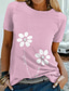 baratos T-Shirts de mulher-Mulheres Camiseta Designer Impressão A Quente Floral Gráfico Detalhes Manga Curta Decote Redondo Casual Feriado Imprimir Roupas Designer Básico Preto Cinzento Rosa