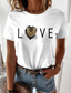 Χαμηλού Κόστους Γυναικεία T-Shirts-Γυναικεία Μπλουζάκι Υψηλής Ποιότητας Καυτή σφράγιση Γάτα Γραφική 3D Ειρήνη αγάπη Σχέδιο Κοντομάνικο Στρογγυλή Λαιμόκοψη Causal Στάμπα Ρούχα Ρούχα Υψηλής Ποιότητας Βασικό