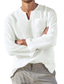 baratos camisas masculinas casuais-Homens camisa de linho Camisa casual Côr Sólida Decote V Preto Branco Rosa Vermelho Azul Marinha Ao ar livre Rua Manga Longa Roupa Clássico Confortável