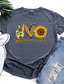 abordables Camisetas de mujer-Mujeres paz amor sol camiseta divertida camiseta gráfica letra impresa manga corta lindas camisetas causales, color3, medio