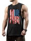 cheap Gym Tank Tops-Men&#039;s Tank Top Vest Undershirt National Flag Crew Neck Casual Daily Sleeveless Tops Lightweight Fashion Big and Tall Sports White Black Blue / Summer