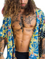 ieftine Cămașă Hawaiană-Bărbați Cămașă hawaiană Cămașă Floral Fără Guler Stradă Casual Imprimeu Manșon scurt Topuri Designer Casual Modă Respirabil Trifoi / Vară