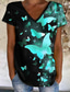 Χαμηλού Κόστους Γυναικεία T-Shirts-Γυναικεία Μπλουζάκι Υψηλής Ποιότητας Κοντομάνικο Πεταλούδα 3D εκτύπωση Λαιμόκοψη V Causal Σαββατοκύριακο Στάμπα Ρούχα Ρούχα Υψηλής Ποιότητας Βασικό Πράσινο του τριφυλλιού Βυσσινί Ανθισμένο Ροζ