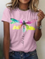 economico T-Shirt da donna-Per donna maglietta Originale Stampa a caldo Pop art Design Animali Manica corta Rotonda Informale Stampa Abbigliamento Abbigliamento Originale Essenziale Bianco Rosa Giallo