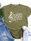 Χαμηλού Κόστους Γυναικεία T-Shirts-Γυναικεία Μπλουζάκι Υψηλής Ποιότητας Καυτή σφράγιση Μουσική Σχέδιο Κοντομάνικο Στρογγυλή Λαιμόκοψη Καθημερινά Στάμπα Ρούχα Ρούχα Υψηλής Ποιότητας Βασικό Λευκό Μαύρο Γκρίζο