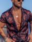 tanie Męskie koszule z nadrukiem-Męskie Koszula Koszula hawajska Graficzny Aloha Wieczorne Czarny / Czerwony czarny / biały Granatowy Fioletowy Szary Na zewnątrz Ulica Krótki rękaw Nadruk Przycisk w dół Odzież Moda Designerskie