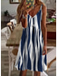 cheap Party Dresses-Women&#039;s Strap Dress Knee Length Dress Blue Sleeveless Striped Color Block Abstract Print Spring Summer V Neck Stylish Casual Romantic 2022 S M L XL XXL 3XL / 3D Print