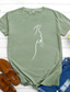 abordables Camisetas de mujer-Mujer Camiseta Design Estampado en caliente Gato Diseño Letra Manga Corta Escote Redondo Diario Estampado ropa Design Básico Verde Trébol Blanco Negro