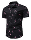 お買い得  メンズ3Dシャツ-男性用 シャツ 3Dプリント フラミンゴ プラスサイズ 折襟 祝日 3D プリント 半袖 トップの カラーブロック カジュアル クラシック ブラック / 夏