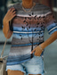 billige T-skjorter til kvinner-Dame T skjorte Designer 3D-utskrift Stripet Planter Grafisk Design Kortermet Rund hals Avslappet Trykt mønster Klær Klær Designer Grunnleggende Grønn Blå Lilla