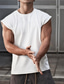 cheap Gym Tank Tops-Men&#039;s Vest Top Tank Top T shirt Tee Summer Cap Sleeve White Black Navy Blue Solid Color Crew Neck Casual Daily Clothing Clothes Lightweight Fashion Big and Tall