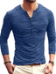 cheap Men&#039;s Casual Shirts-Men&#039;s Henley Shirt Solid Color Henley Casual Daily Long Sleeve Tops Vintage Classic Muscle Blue Brick red Dark Grey