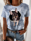 billige T-skjorter til kvinner-Dame T skjorte Designer 3D-utskrift Hund Grafisk 3D Design Kortermet Rund hals Avslappet Trykt mønster Klær Klær Designer Grunnleggende Grønn Blå Lilla