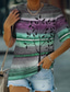 economico T-Shirt da donna-Per donna maglietta Originale Stampa 3D A strisce Piante Pop art Design Manica corta Rotonda Informale Stampa Abbigliamento Abbigliamento Originale Essenziale Verde Blu Viola