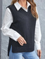 cheap Solid Colors-Women&#039;s Sweater Vest Stylish Basic Casual Pure Color V Neck Knitted Sleeveless Knit School Daily Going out Black Wine Summer Spring