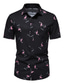Недорогие мужские 3d рубашки-Муж. Рубашка 3D печать Фламинго Большие размеры Отложной Праздники 3D С принтом С короткими рукавами Верхушки Цветовые блоки На каждый день Классика Черный / Лето
