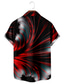 Χαμηλού Κόστους Ανδρικά πουκάμισα με στάμπα-Ανδρικά Πουκάμισο Στάμπα Φλοράλ Γραφική Κλασσικός γιακάς Πάρτι Καθημερινά 3D εκτύπωση Κοντομάνικο Άριστος Υψηλής Ποιότητας Χαβανέζα Μαύρο / Κόκκινο