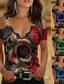 cheap Women&#039;s T-shirts-Women&#039;s summer new Women&#039;s  top sexy printed v-neck lace strapless t-shirt