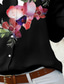 abordables Camisetas de mujer-Mujer Tema Floral Mariposa Blusa Camisa Floral Gato Bloque de color Botón Estampado Cuello Camisero Casual Ropa de calle Tops Negro