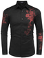 cheap Men&#039;s Dress Shirts-Men&#039;s Dress Shirt Floral Turndown Party Street Embroidered Button-Down Long Sleeve Tops Fashion Breathable Comfortable Wine White Black